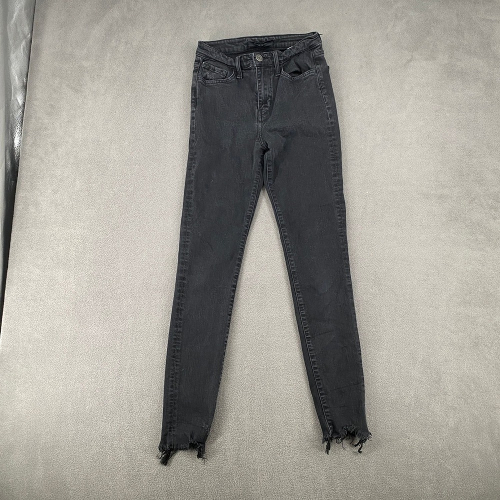 Flying Monkey High Rise Ankle‎ Skinny Jeans Black Raw Hem Y3619A Size 26